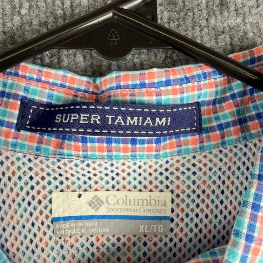 Columbia PFG Super Tamiami Shirt Mens XL Plaid Omni-Shade Fishing Long Sleeve